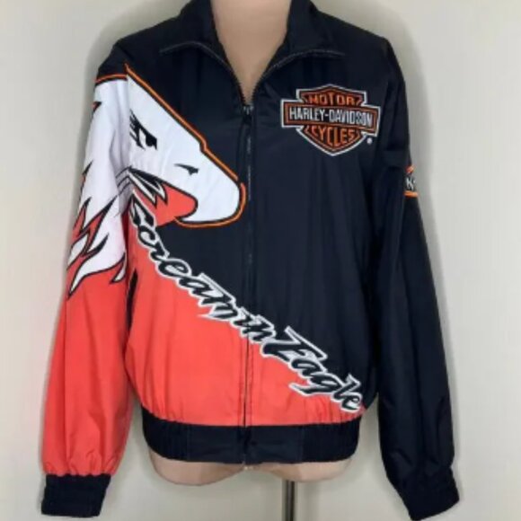 Harley Davidson Screaming Eagle Jacket Womens Small NHRA Racing Motorcycle Biker - Picture 1 of 8